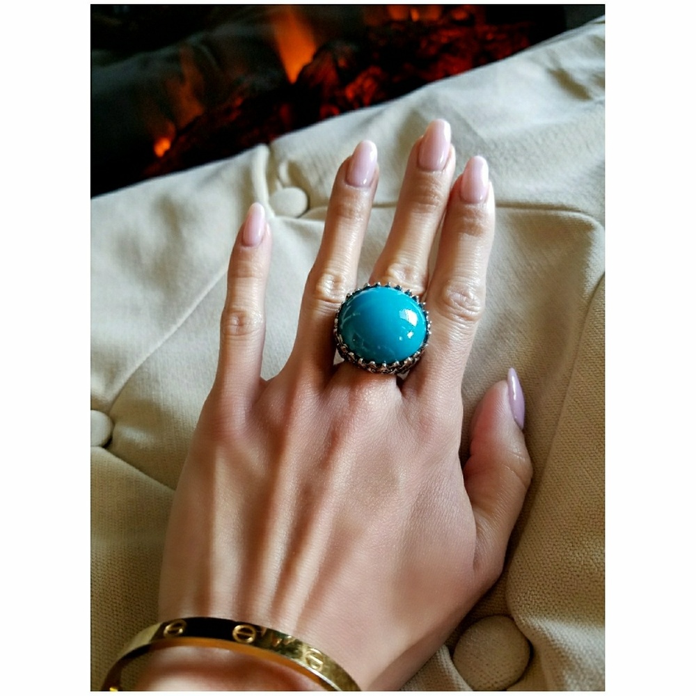 💙 ASOS Turquoise Silver Statement Ring 💙